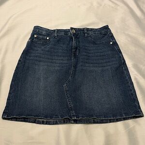 Anne Klein Dark Blue Denim Midi Skirt